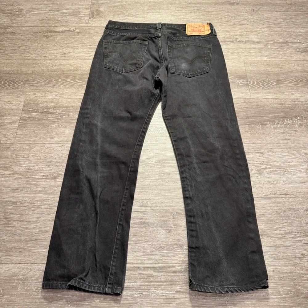 Levis 501 Jeans Mens 34 Black Denim Cotton Straight Leg Button Fly Classic 33x28